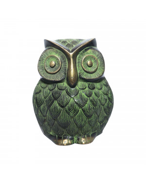 Seven Chakra Handicraft-18cm size Hanging Owl Wall Décor (Green)