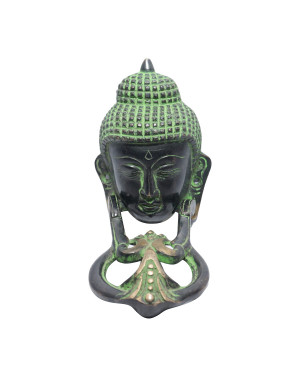Seven Chakra Handicraft - 20cm size Buddha Head Design Door Knocker(Green/Dark)