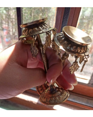 Seven Chakra Handicraft-4 inches size Golden Brass Panas (Pair)