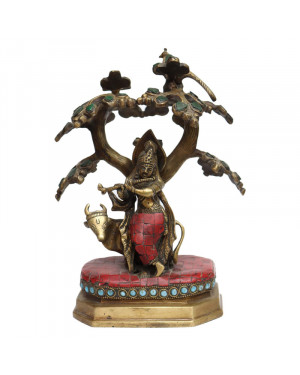 Seven Chakra Handicraft-Multicolored Krishna Statue Under Tree Religious Decorative Statue