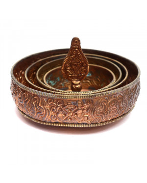 Seven Chakra Handicraft - Newari Puja Mandala Set (Large) Copper