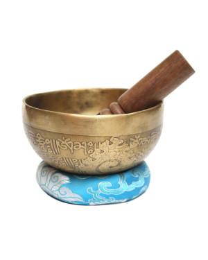 Seven Chakra Handicraft - Golden Dark Full moon Design Handmade Singing Bowl-5"