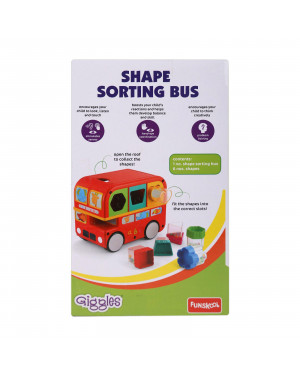 Funskool Shape Sorting Bus-DOM , Educational Push Along Toy with Blocks , Features Shapes, Free Wheeling, Colours , 1 Year & Above , Infant and Preschool Toys