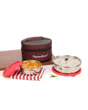 SignoraWare Classic Stainless Steel Lunch Box, 2-Pieces