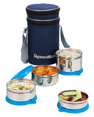 Signoraware Executive Stainless Steel Lunch Box Set, Set of 4