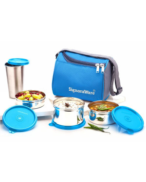 Signoraware Best Stainless Steel Lunch Box with Steel Tumbler