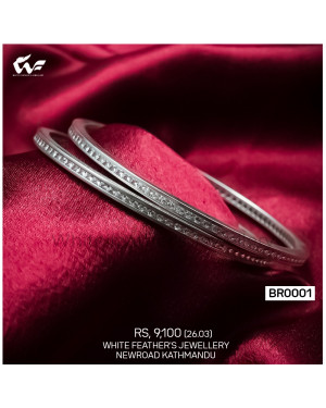 White Feathers Silver Bangles For Women