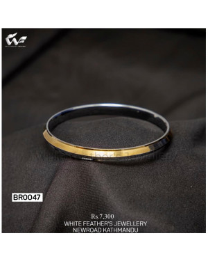 White Feathers Rhodium Gold Plated Bangles