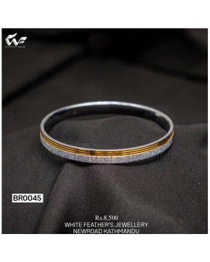 White Feathers Rhodium Gold Plated Bangles