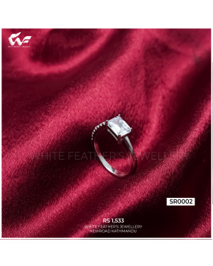 White Feathers Silver Rhodium Ring-SR0002