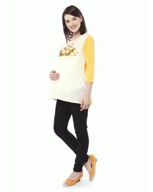 Nine Maternity Yellow Slogan Print Tee 5211