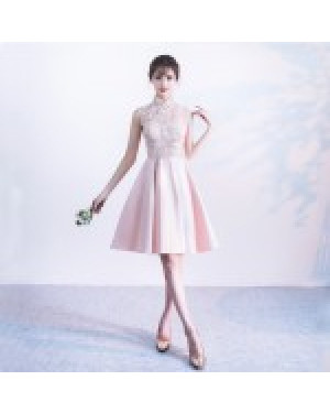 Hollow Lace Sleeveless Design Elegant Short Stand Party Wedding Dress M 41000239 