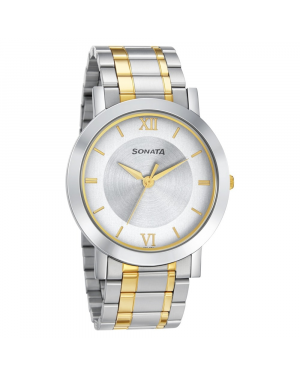 Sonata Utsav Grey Dial Stainless Steel Watch 77108BM02
