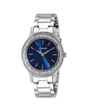 Sonata Stardust Blue Dial Stainless Steel Strap 8123SM03