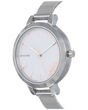 Sonata 8141SM08- Silver Lining from Sonata - White Dial Analog Watch