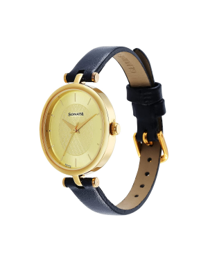 Sonata - Classic Gold Analog Watch - 8181YL01