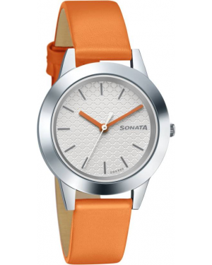 Sonata 87019SL13 - Splash by Sonata - Silver-White Geometric-Patterned Dial Analog Watch for Women