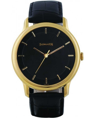 Sonata Sleek Analog Black Dial Watch For men 7128YL01