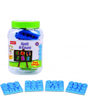 Funskool Fundough Spell and Count ,Cutting,Shaping and Learning, Multi-Colour