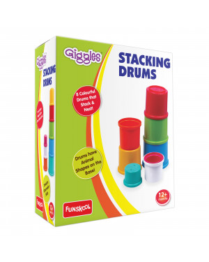 Funskool Giggles Stacking Drums, Multicolour stacking Blocks with Animals, Helps to Sort, Stack and Nest, 12 months & above, Infant and Preschool Toys