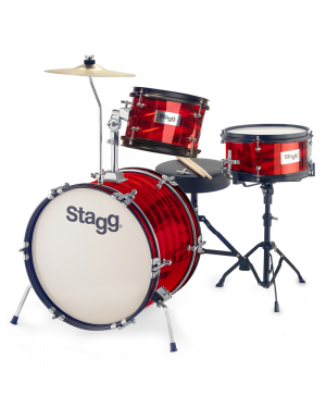 Stagg 3-piece Junior Drumset with Hardware, TIM JR 3/16B RD
