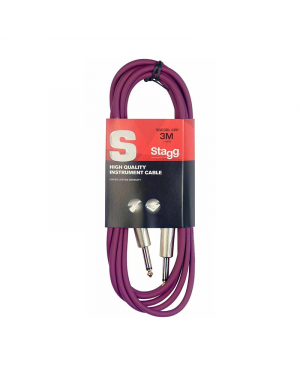 Treasure Music - Stagg SGC3DL CPP Instrument S-Series Guitar cable, 3m (10ft), Purple