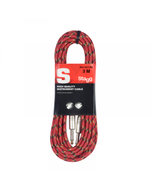 Treasure Music - Stagg SGC3VT RD Vintage Tweed Style Instrument Cable, 3m-10ft