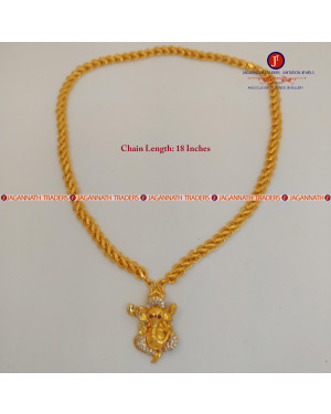 Stone Studded Ganesh Locket/Pendant With Chain
