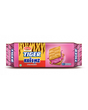 Britannia Tiger Cream Strawberry Biscuits 43 gm pack of 12