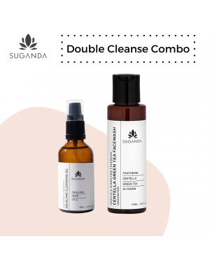 Suganda Double Cleanse Combo (Squalane Cleansing Oil - 50 ml & Centella Green Tea Face Wash Unscented - 120 ml) 