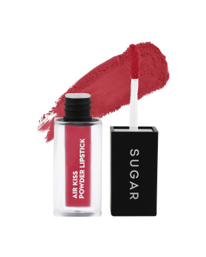 SUGAR Cosmetics Air Kiss Powder Lipstick - 04 Cherry Fluff - 2 gm |Super Pigmented | Transfer-proof and Water-resistant | Matte Finish