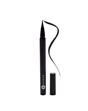 SUGAR Cosmetics - Arrested For Overstay - Waterproof Eyeliner - 01 I'll Be Black (Black Eyeliner) - Quick Drying, 100% Waterproof Eye Liner with Matte Finish