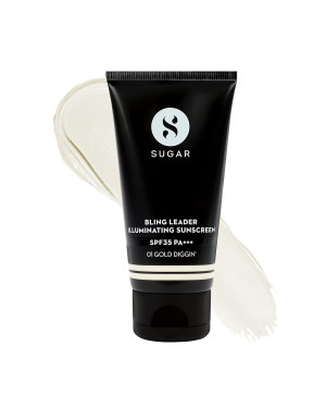 SUGAR Cosmetics Bling Leader Illuminating Sunscreen SPF35 PA+++ - 01 Gold Diggin| 3 in 1 Glow Boosting Formula | Lightweight, Non - Greasy & Hydrating - 50 gm