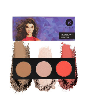 SUGAR Cosmetics - Contour De Force - Face Palette with Lightweight Blush, Highlighter And Bronzer - 03 Fierce Feat - Long Lasting Contour Blush Palette