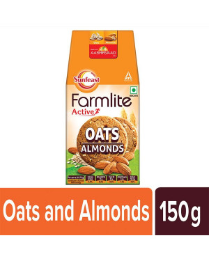 Sunfeast Farmlite Biscuit - Cookies Oats with Almonds, 150 g Carton