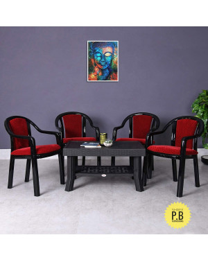 MDF Supreme Molded Plastic Fiber Ornate Vegas Table & Cushioned Chair Set(4 chairs & 1 table)