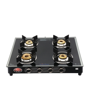 Surya Flame - 37300 Lpg Stove 4b Silverline Ms Auto - Silverline Series Glass Top Range (with Push Auto & Isi)