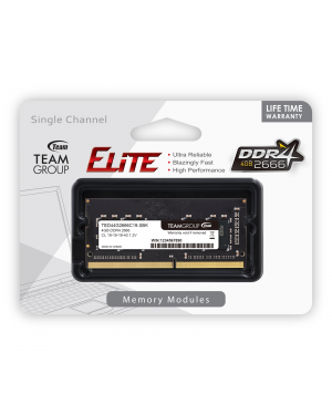 Team - Elite+ DDR4, 4GB 2666MHz - With Heat Sink, SODIMM w/o Heatsink