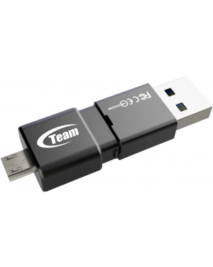 Team Group M131 - 8 GB OTG USB 2.0 and Micro USB Dual Flash Memory Drive - Black