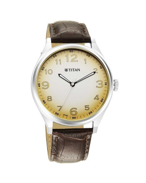 Titan Champagne Dial Watch For Gents - 1802SL14