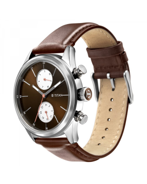 Titan Elmnt Brown Dial Leather Strap Watch 1805SL08