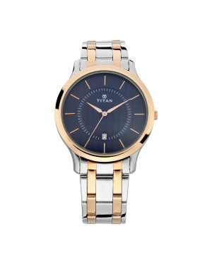 Titan Blue Dial Analog Watch for Men with Date Function 1825KM01