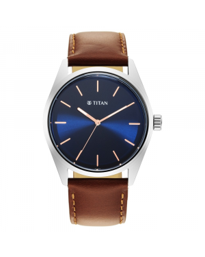 Titan Workwear Blue Dial Leather Strap Watch 1866SL01