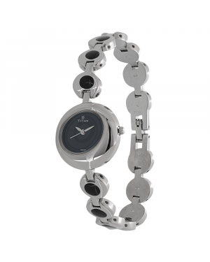 Titan Black Dial Silver Metal Strap Watch 2485SM02