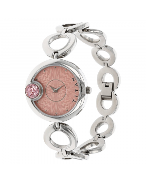 Titan Pink Dial Silver Metal Strap Watch - 2503SM01