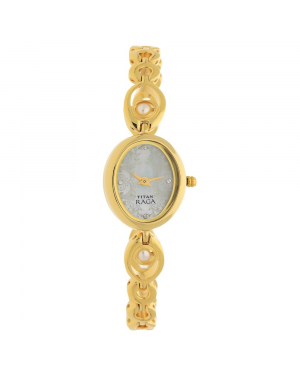 Titan Raga Mother of Pearl Dial Golden Metal Strap Watch - 2511YM02