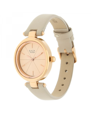 Titan Raga Viva Rose Gold Dial Leather Strap Watch - 2579WL01