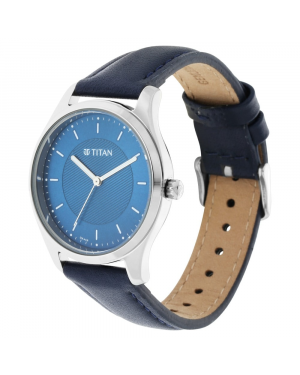 Titan Workwear Watch with Blue Dial & Leather Strap - 2639SL02