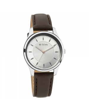 Titan Workwear Watch with Silver Dial & Leather Strap 2639SL03