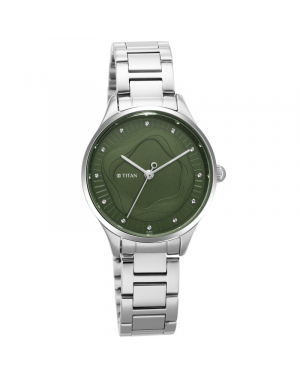 Titan Wander Green Dial Metal Strap Watch Model-2649SM02
